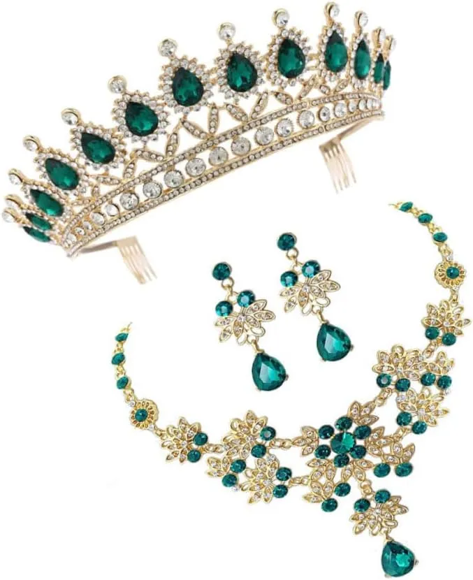 Set of Crown Necklace Earring Bridal Jewelry Elegant Jewelry for Women for Wedding Party Prom