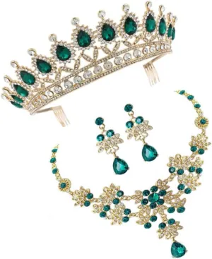 Set of Crown Necklace Earring Bridal Jewelry Elegant Jewelry for Women for Wedding Party Prom