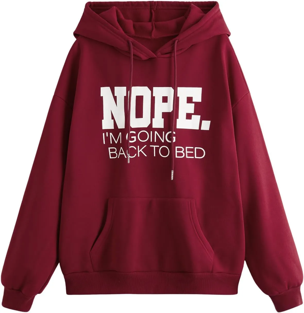 SHENHE Women's Slogan Letter Print Long Sleeve Hooded Sweatshirt Pullover Hoodie Tops