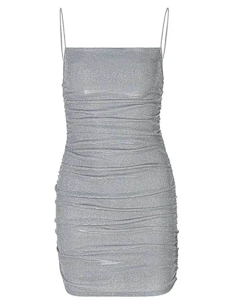 Shestyle Sleeveless Sparkle Dress Women Sexy MIni Clubwear Gliter Glamerous Shine Spring Summer Clothing Party Night
