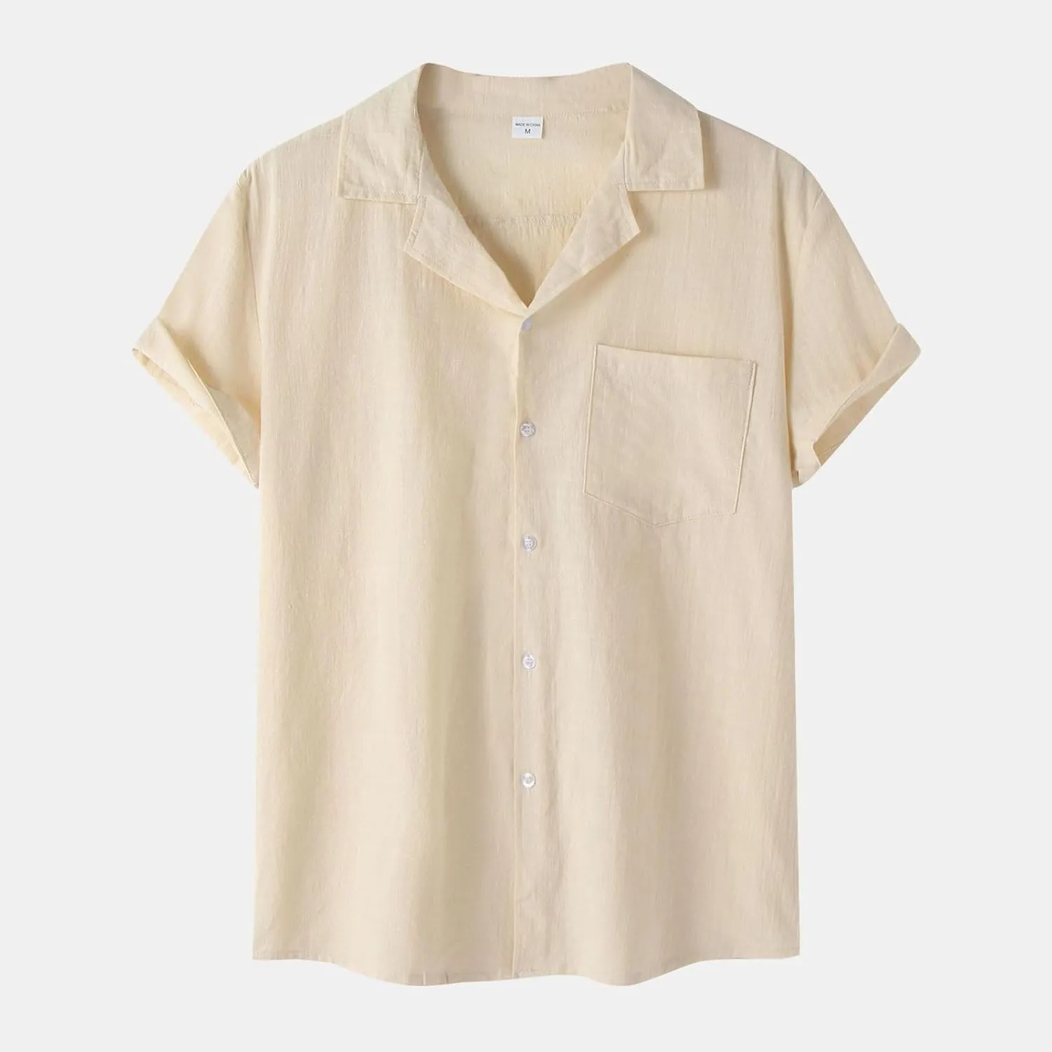 Short Sleeve Linen Shirts for Men Casual Lightweight Button Down Shirts Vacation Beach Summer Tops for Everyday Wear