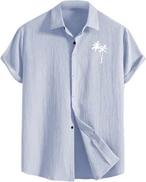 Short Sleeve Shirts for Men Cotton Linen Casual Summer Loose Fit Shirt Big and Tall Fashion Oversized Stylish Holiday Tshirts