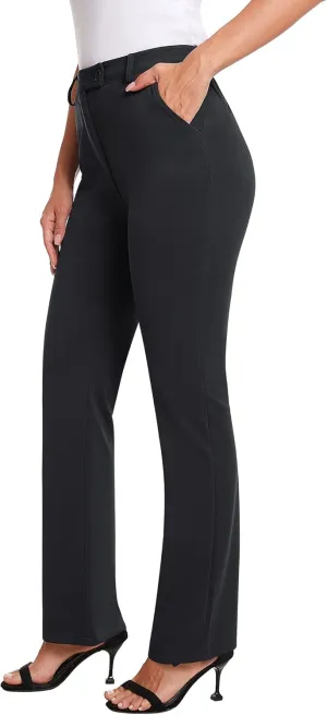 siliteelon Women's Straight Leg Dress Pants Stretchy High Waisted Work Office Trousers Yoga Bootcut Slacks with Pockets