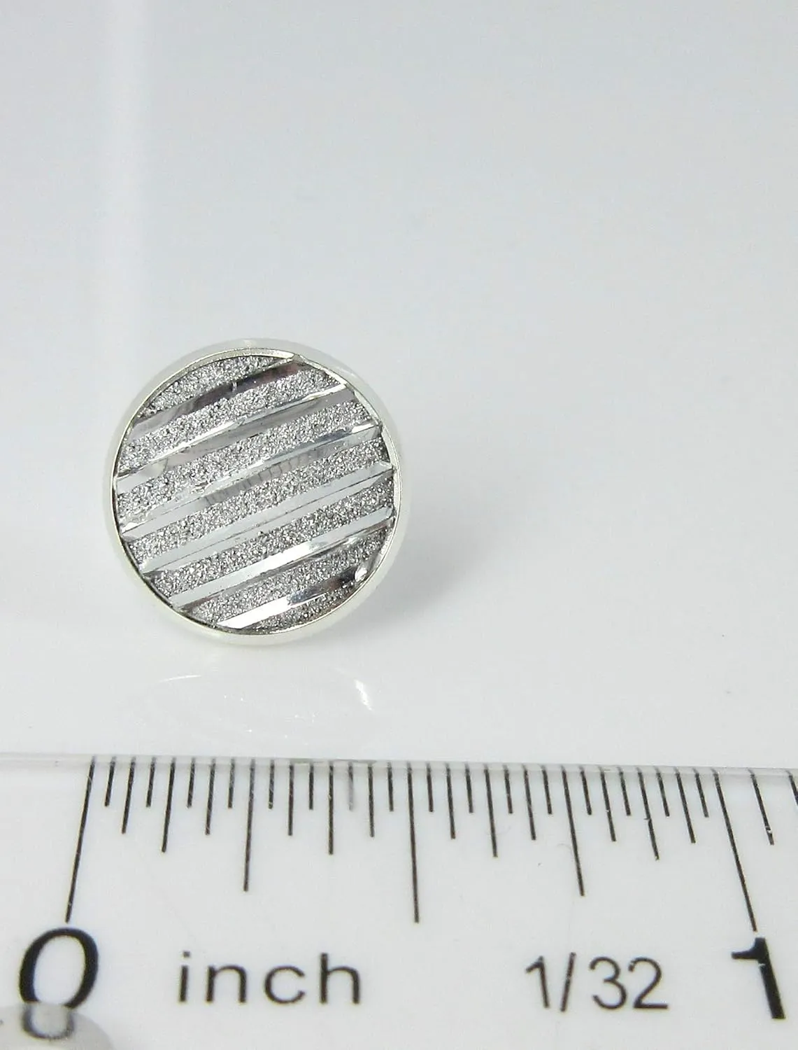 Silver-tone Frosted Metallic Stripe Stud Earrings 12mm (Silver)