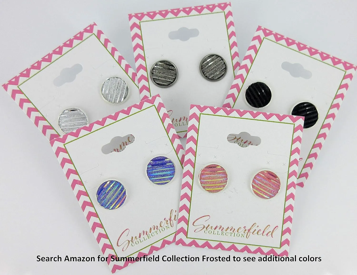 Silver-tone Frosted Metallic Stripe Stud Earrings 12mm (Silver)