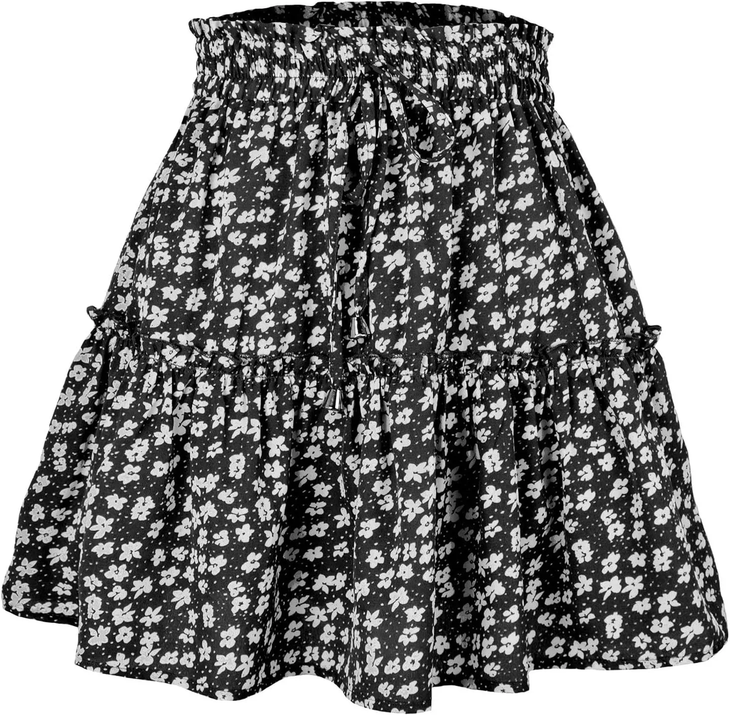 Skorts for Women Dressy Casual Pleated Tiered Flowy Mini Skirt High Waisted A-Line Boho Beach Skirts Summer Hawaiian