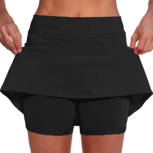 Skorts for Women Tummy Control High Waisted Athletic Workout Tennis Yoga Golf Skirts with Shorts Pockets Biker Shorts