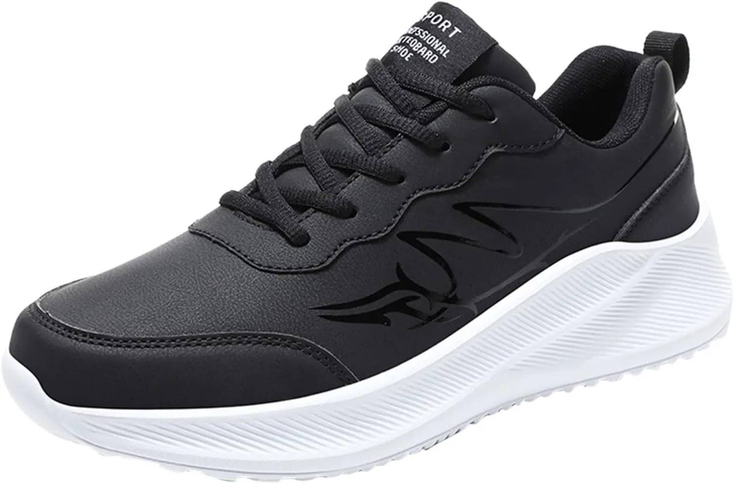 Slip on Walking Shoes for Men Comfort PU Leather Memory Foam Breathable Fashion Sneakers Non Slip Arch Support Cushioning Training Gym Shoes Wide Width