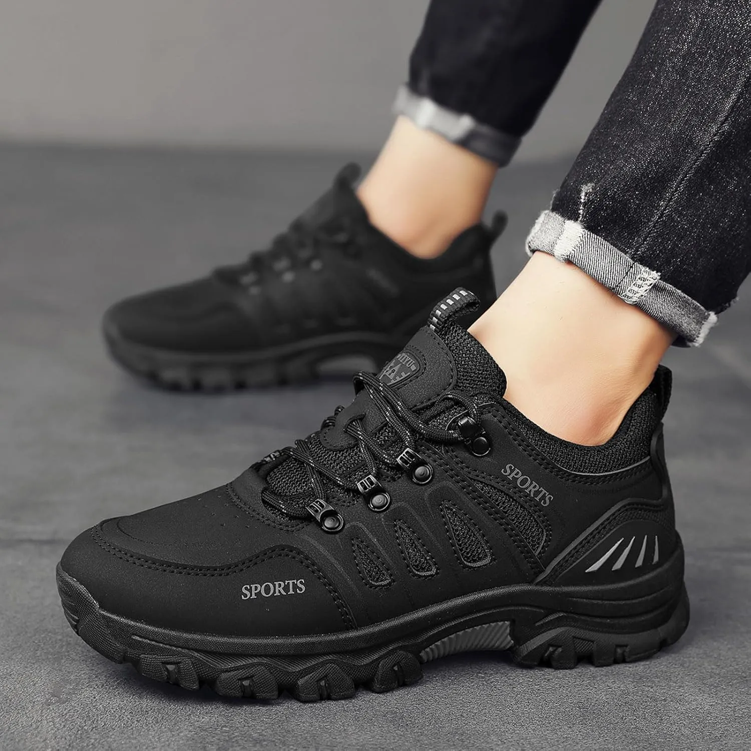 Slip on Walking Shoes for Men Comfortable PU Leather Hiking Shoes Memory Foam Ultra Lightweight Breathable Fashion Sneakers Non Slip Travel Jogging Athletic Running Shoes