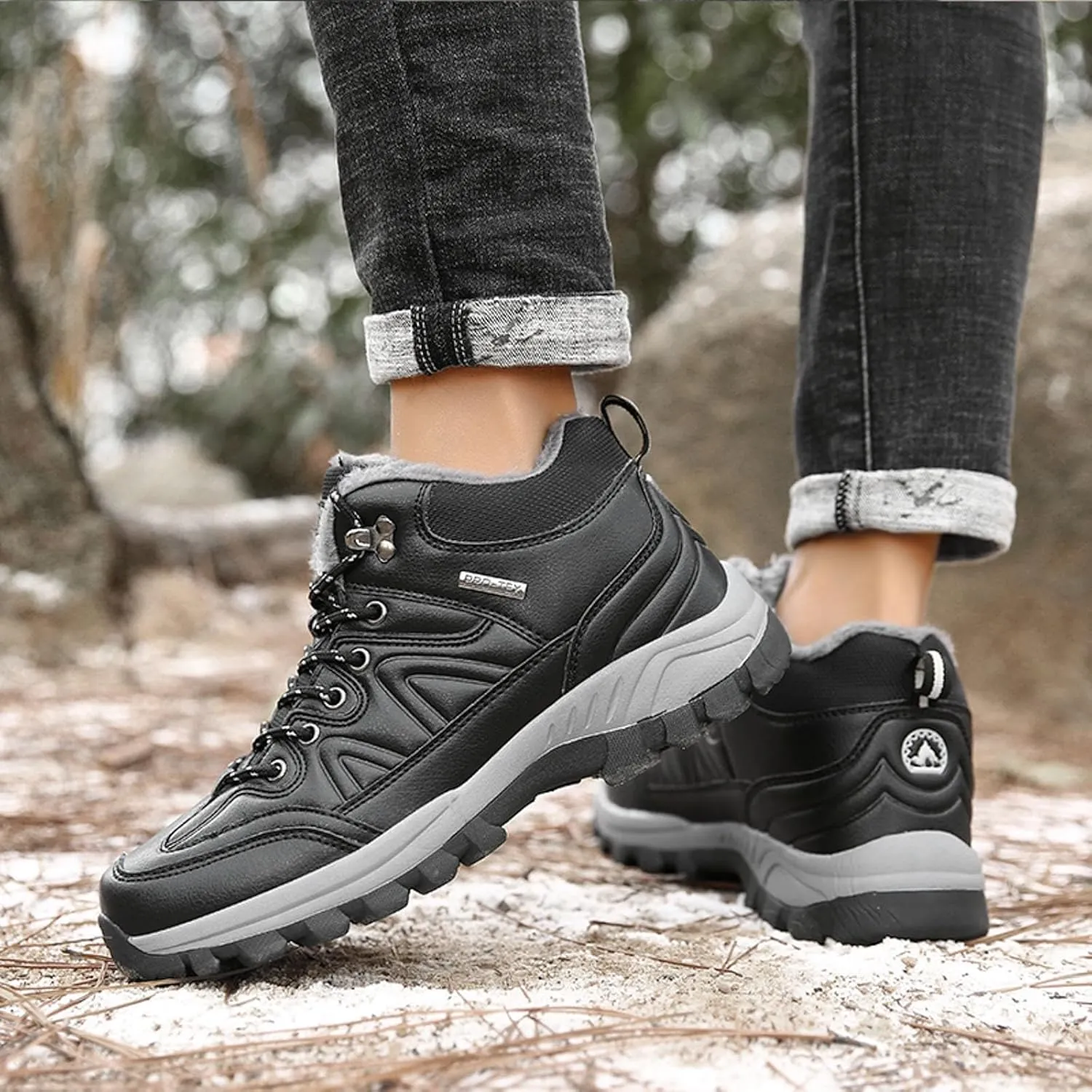 Slip on Walking Shoes Men Comfortable PU Leather Hiking Snow Boots Memory Foam Breathable Lightweight Fashion Sneakers Non Slip Indoor Outdoor Workout Tennis Shoes Wide Width