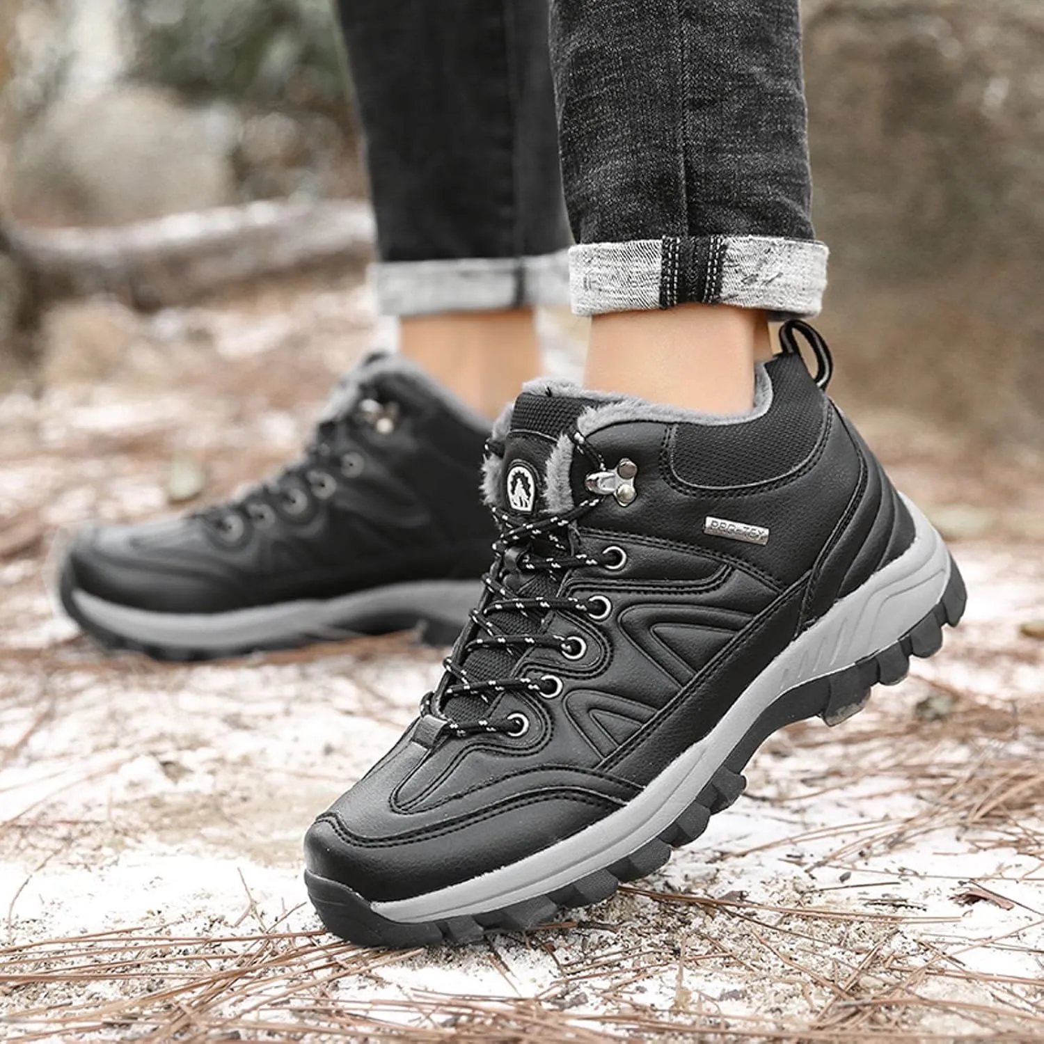 Slip on Walking Shoes Men Comfortable PU Leather Hiking Snow Boots Memory Foam Breathable Lightweight Fashion Sneakers Non Slip Indoor Outdoor Workout Tennis Shoes Wide Width