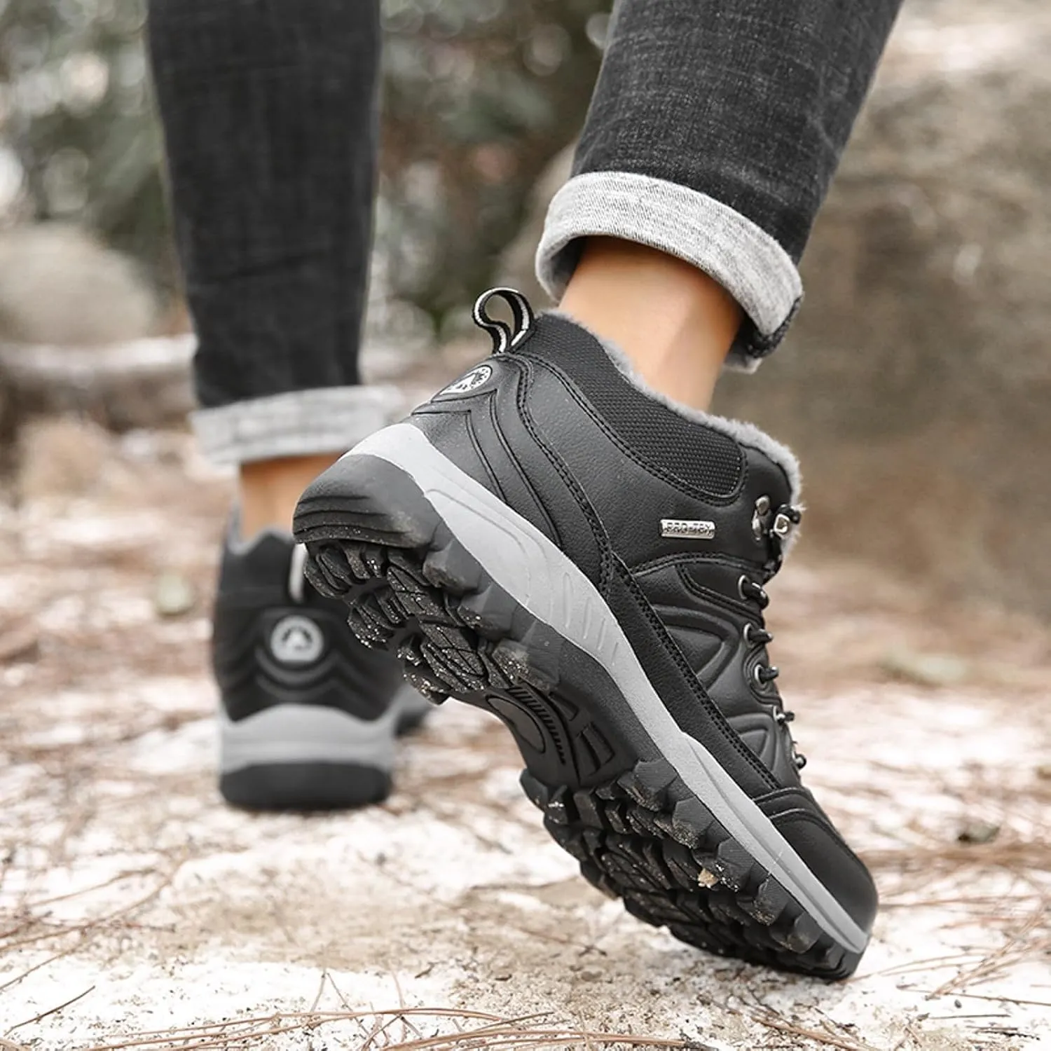 Slip on Walking Shoes Men Comfortable PU Leather Hiking Snow Boots Memory Foam Breathable Lightweight Fashion Sneakers Non Slip Indoor Outdoor Workout Tennis Shoes Wide Width
