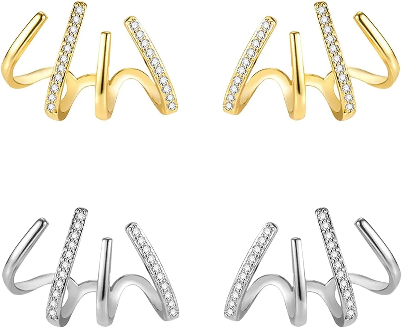 Stud Earrings for Women Zircon Wrap Stud Ear Cuff Earring Wrap Cuff Piercing Studs Earrings (Multicolor, One Size)