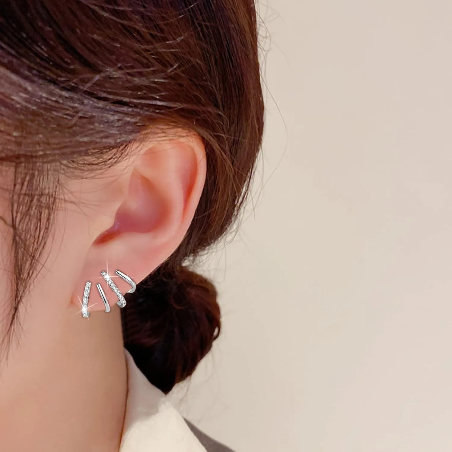 Stud Earrings for Women Zircon Wrap Stud Ear Cuff Earring Wrap Cuff Piercing Studs Earrings (Multicolor, One Size)