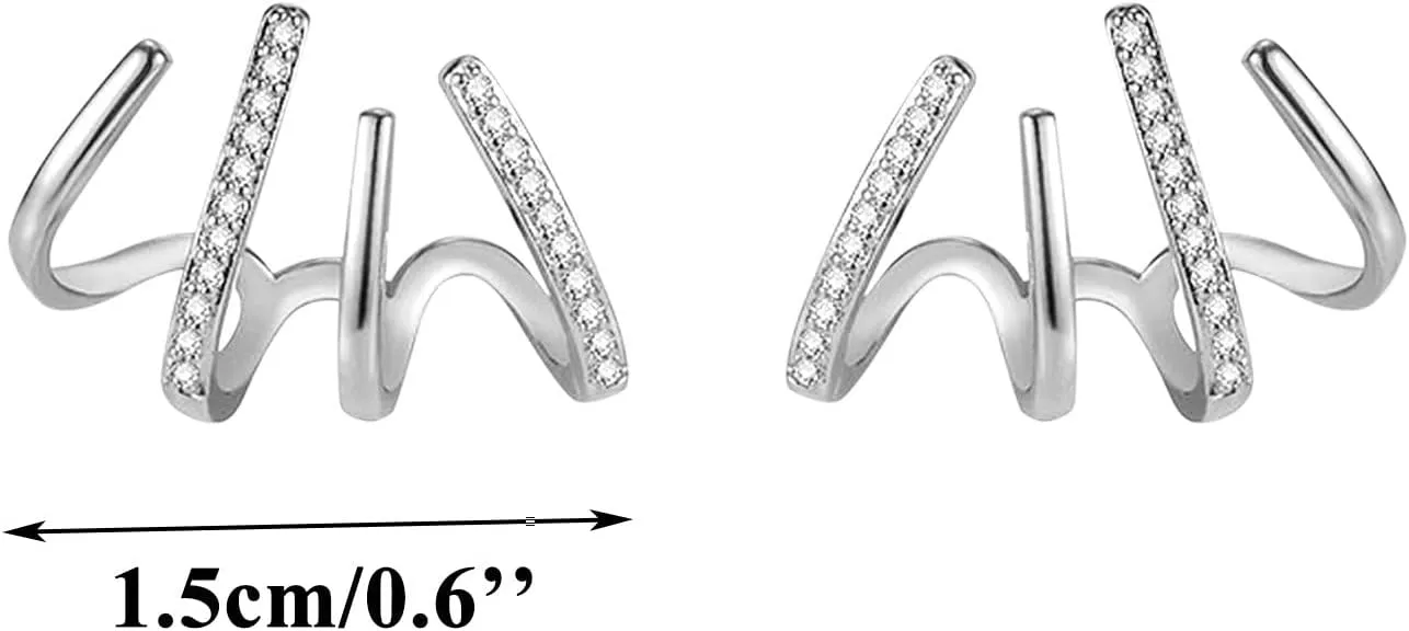 Stud Earrings for Women Zircon Wrap Stud Ear Cuff Earring Wrap Cuff Piercing Studs Earrings (Multicolor, One Size)
