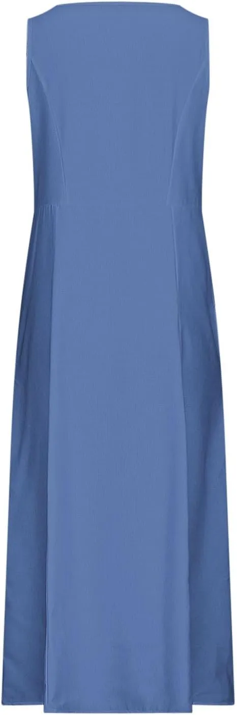 Summer Dresses for Women Cotton Linen Sleeveless Maxi Dress Casual Plus Size Long Length Beach Dress with Pockets