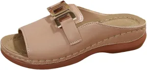 Summer Sandals for Women Comfortable Walking Low Heel Slip On Slippers Breathable Platform Wedges Sandals Lightweight Open Toe Slippers Orthopedic Arch Support Sandal