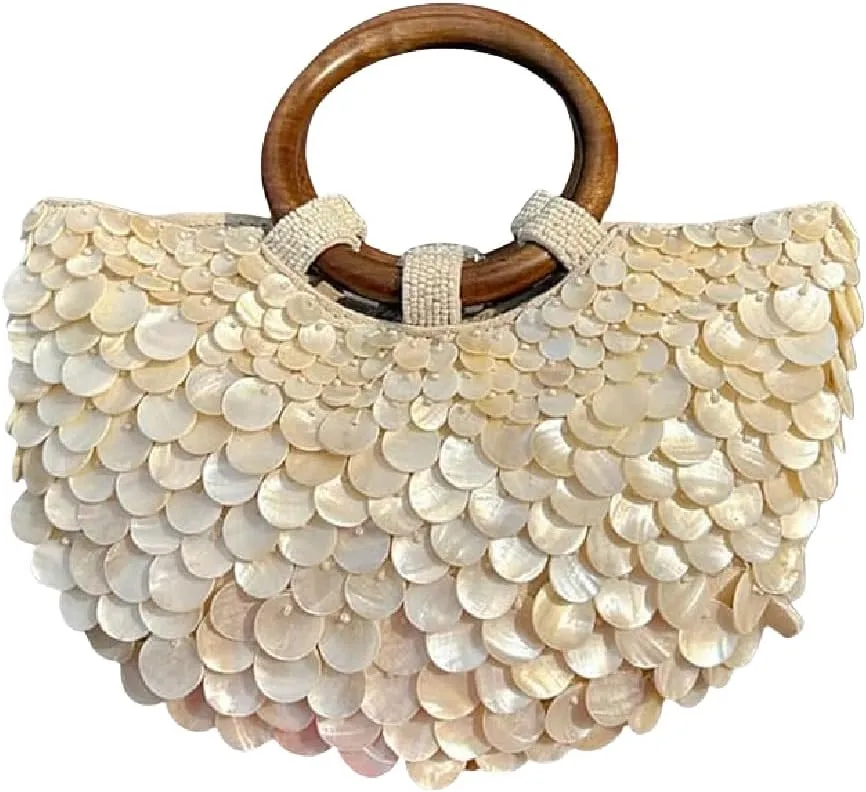 Summer Shell Beaded Purses,Sequin Pearl Bag for Women Luxury grace for Beach Wedding Party Vacation
