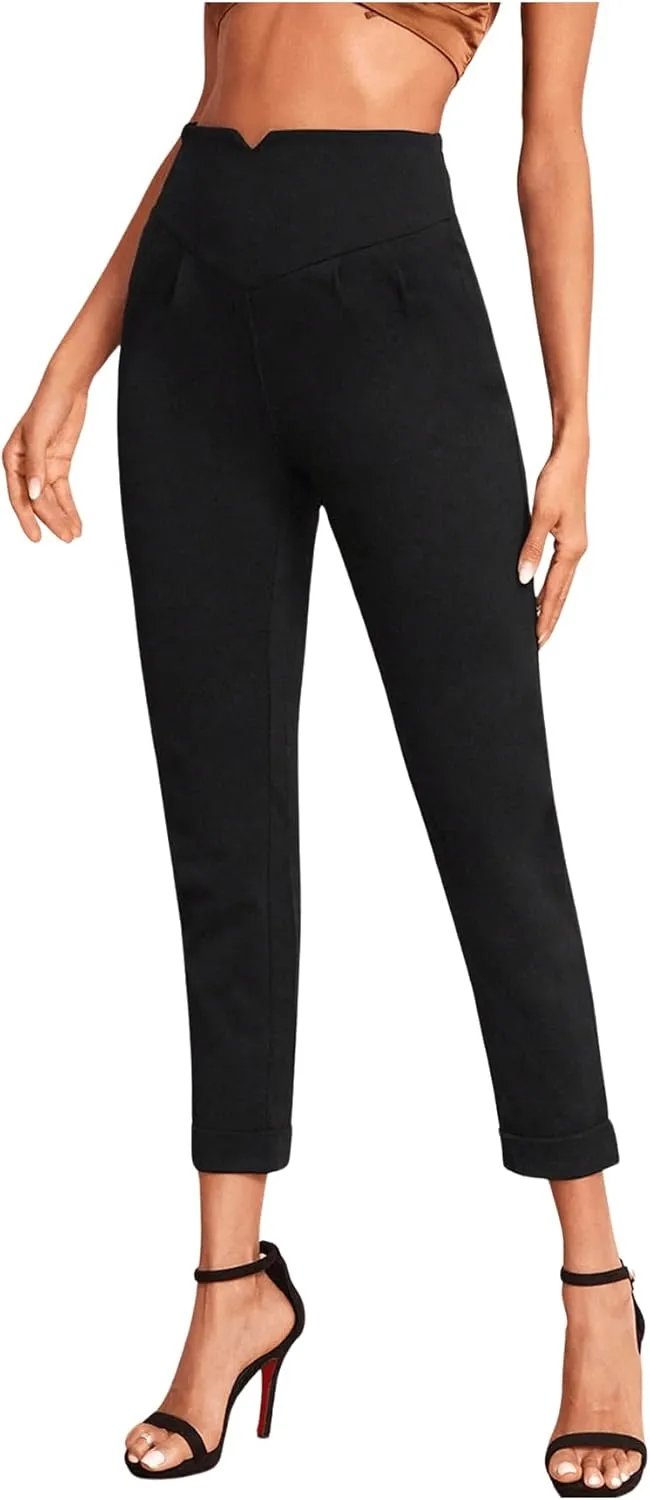 SweatyRocks Women's Pants Casual High Waist Skinny Leggings Stretchy Work Pants