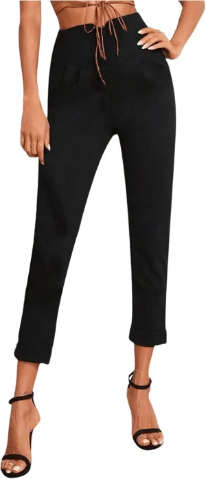 SweatyRocks Women's Pants Casual High Waist Skinny Leggings Stretchy Work Pants