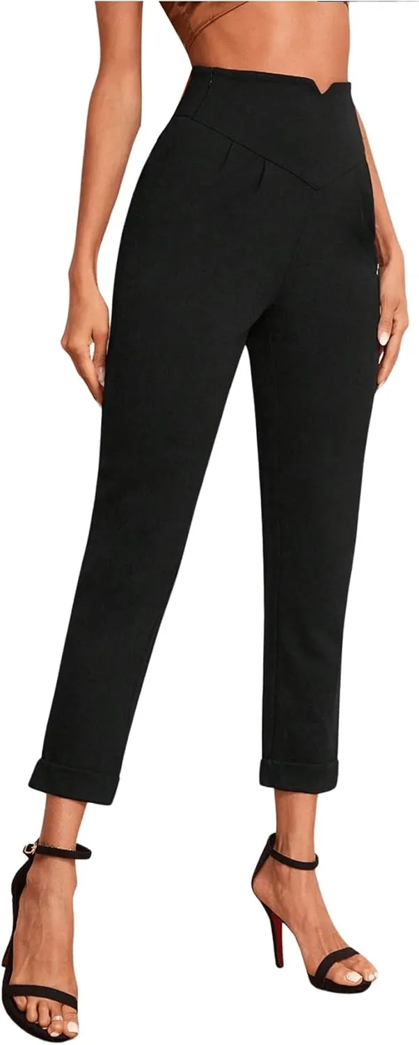 SweatyRocks Women's Pants Casual High Waist Skinny Leggings Stretchy Work Pants