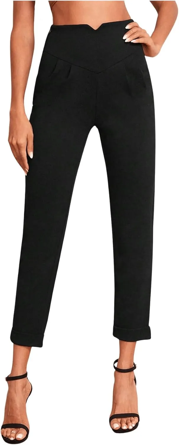 SweatyRocks Women's Pants Casual High Waist Skinny Leggings Stretchy Work Pants