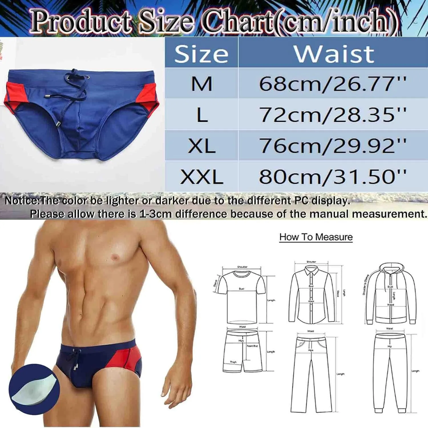 Swimming Trunks for Men Hawaiian Briefs Summer Swimsuit Fitness Underwear Bulge Pouch Hip Triangle Mens Short