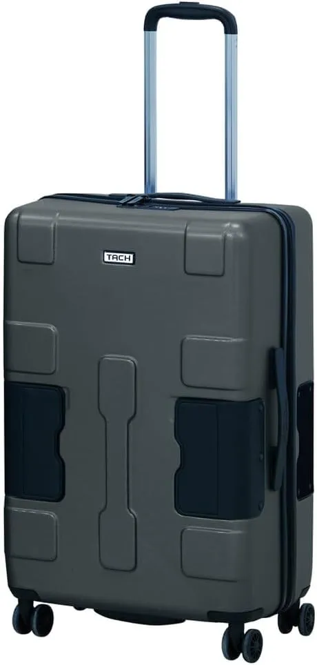 Tach V3.1 Hard Shell Carry On Luggage 20 inch | Carry on Luggage with Spinner Wheels & Patented Built-In Connecting System | One Piece Rolling Suitcase Links 6 Bags At Once (grey)