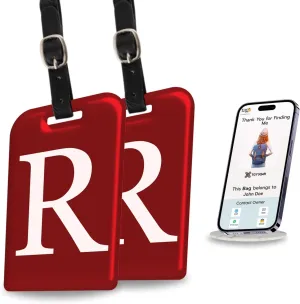 tag8 2 Pack Luggage Tags for Suitcases, 26 Initial Letter Travel Luggage Baggage Identification Labels ID Tag with Global Loss Recovery Service | Airline Compliant | SITA World Tracer Code Enabled (R)
