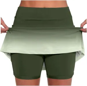 Tennis Skorts for Women with Pockets Casual Gradient Tummy Control Athletic Skirts with Shorts Summer Yoga Clothes