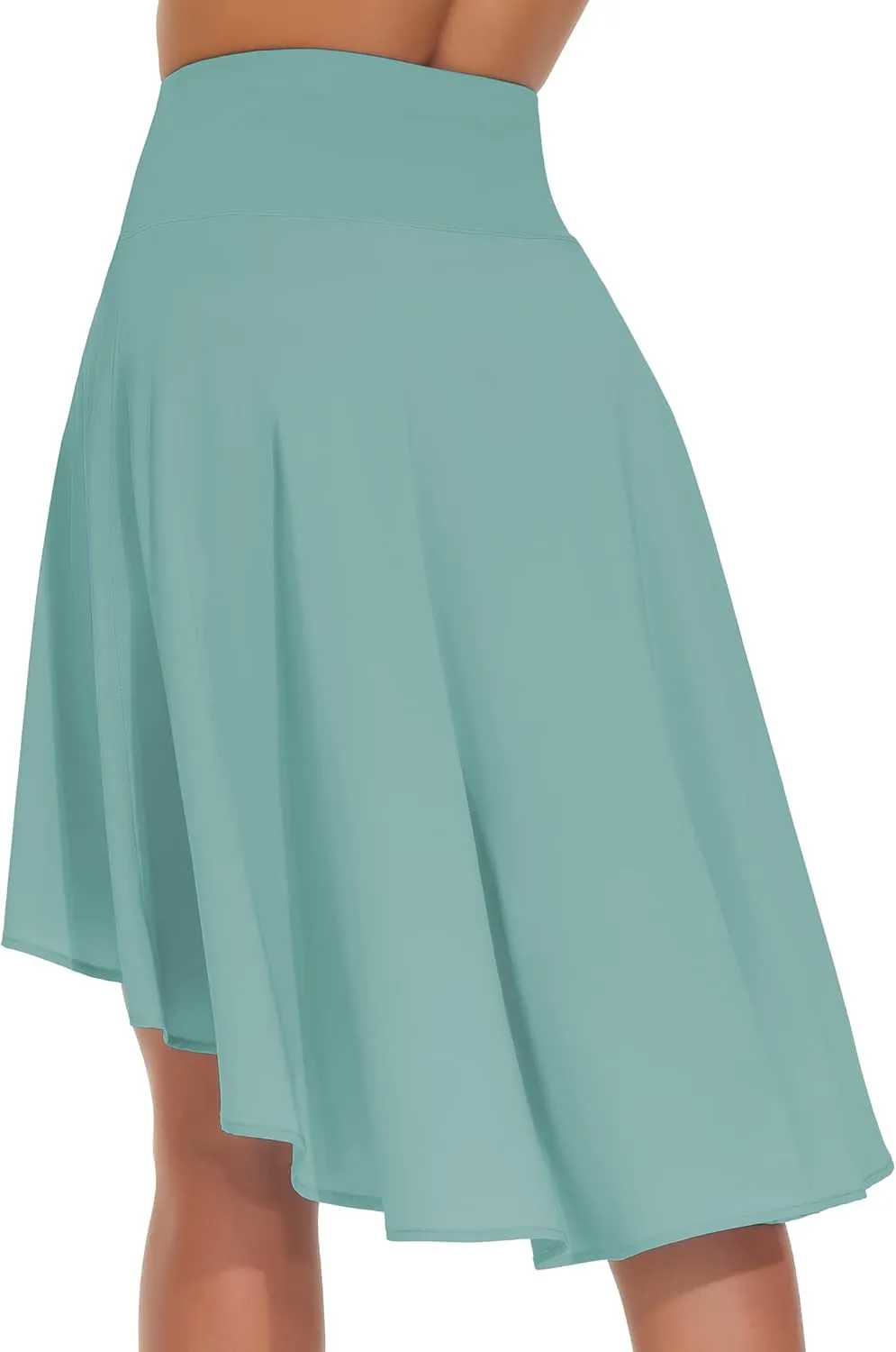 THE GYM PEOPLE Women's High Waist Wrap Ruffle Hem Asymmetric Skort High Low Flowy Midi Skirt with Shorts