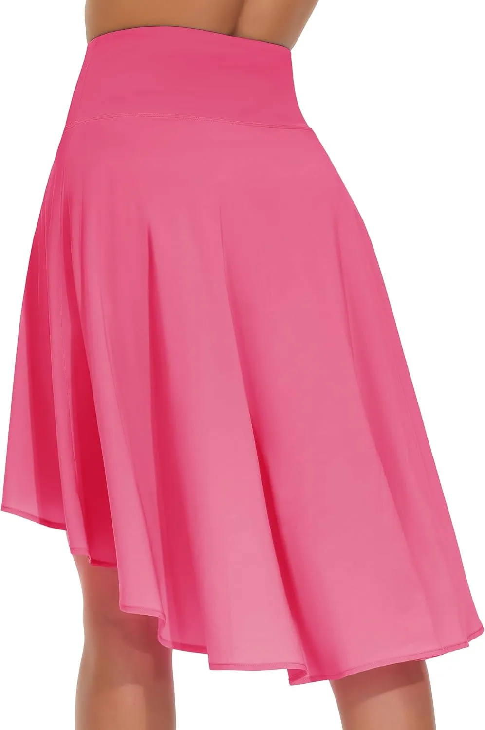 THE GYM PEOPLE Women's High Waist Wrap Ruffle Hem Asymmetric Skort High Low Flowy Midi Skirt with Shorts