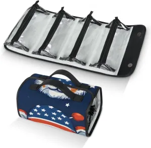 Tiger Flag Foldable Toiletry Bag with Detachable Removable Pouches Hanging 4 in 1 Roll Up Large Makeup Toiletry Organizer Storage Bag with Handle