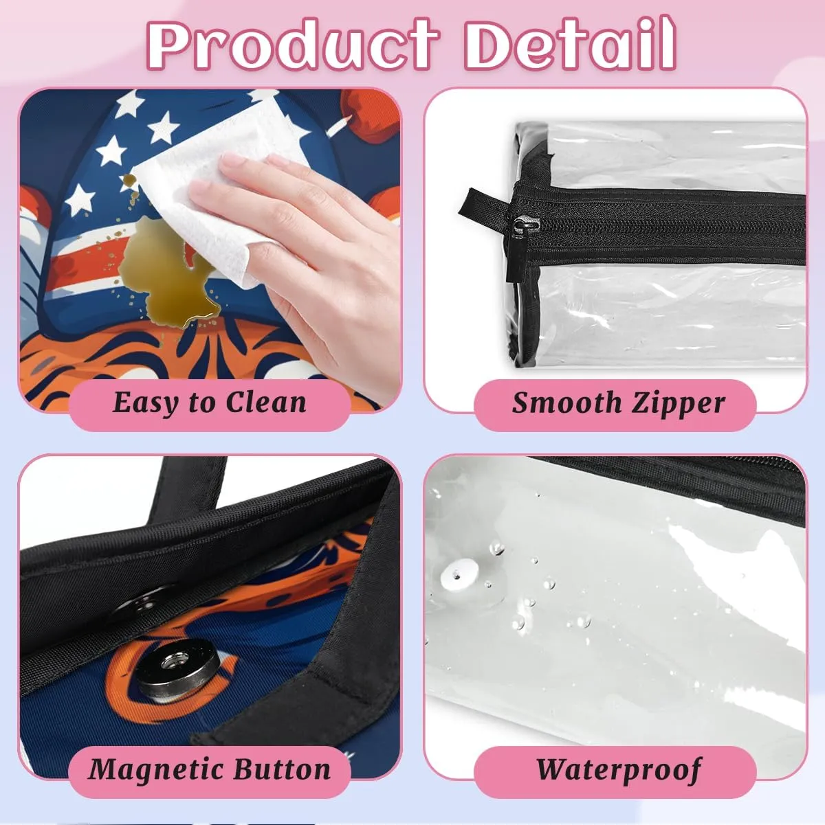 Tiger Flag Foldable Toiletry Bag with Detachable Removable Pouches Hanging 4 in 1 Roll Up Large Makeup Toiletry Organizer Storage Bag with Handle