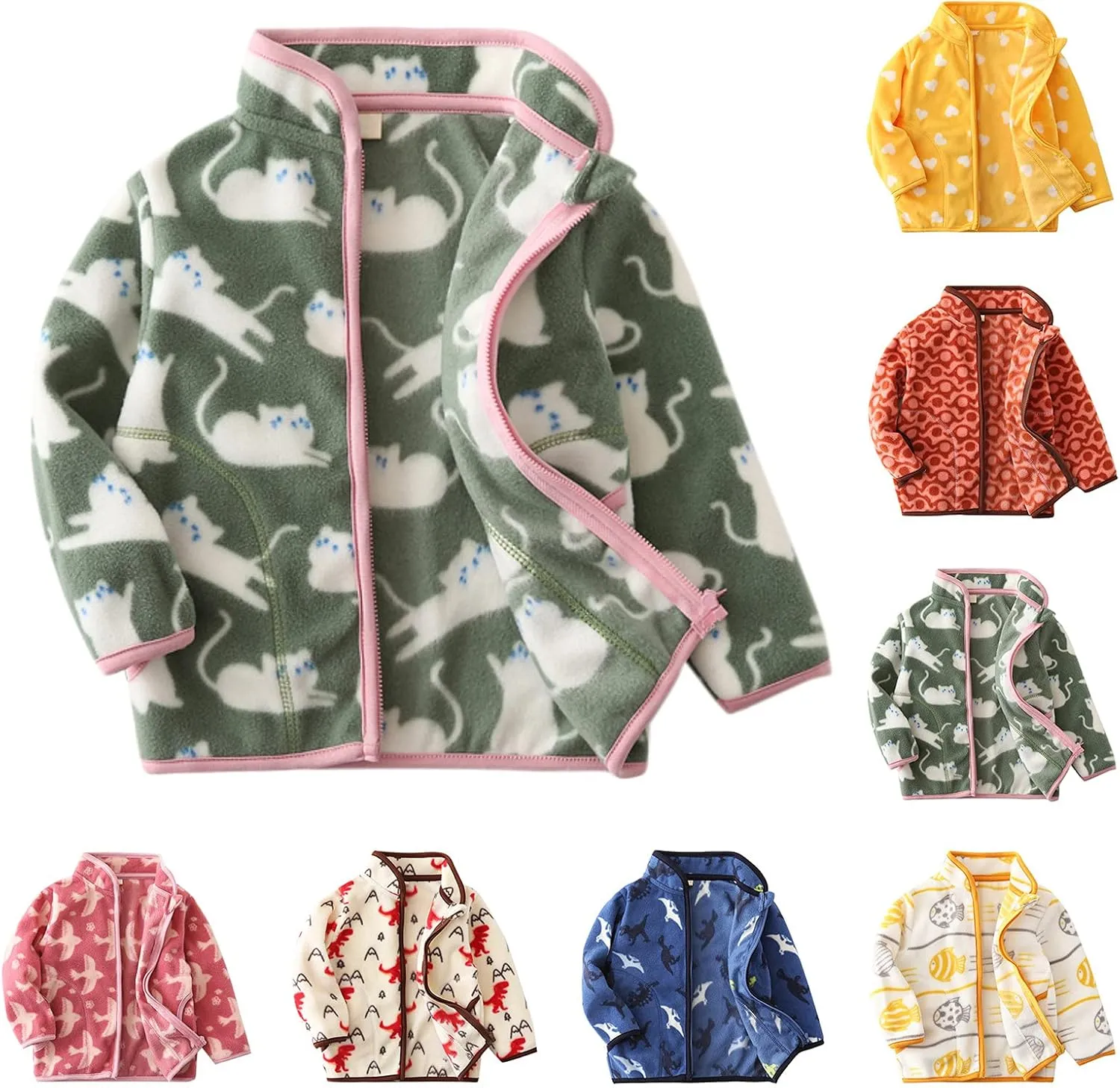 Toddler Boy Girl Polar Fleece Warm Jacket Full Zip Lightweight Jacket Thick Coat Sweatshirt Fall Winter Outwear