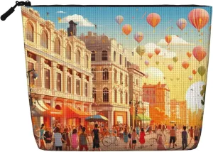 Tourism City Print Cosmetic Bags for Women Large Capacity Purse Travel Toiletry Zipper Storage Pouch