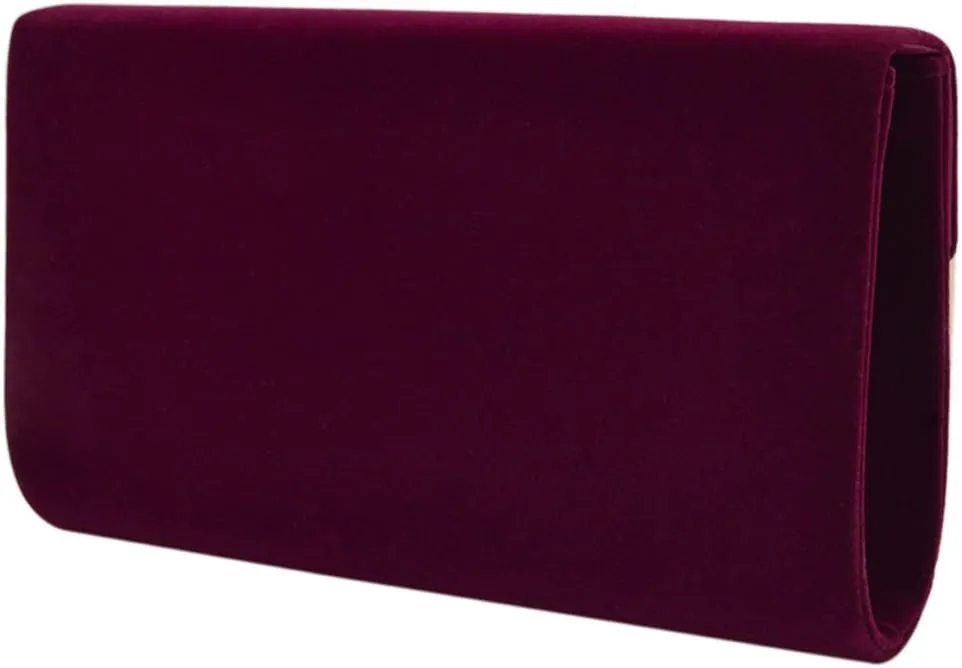 TrendsBlue Elegant Solid Color Velvet Clutch Evening Bag Handbag - Diff Colors