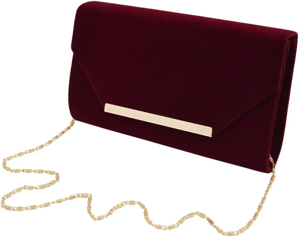 TrendsBlue Elegant Solid Color Velvet Clutch Evening Bag Handbag - Diff Colors