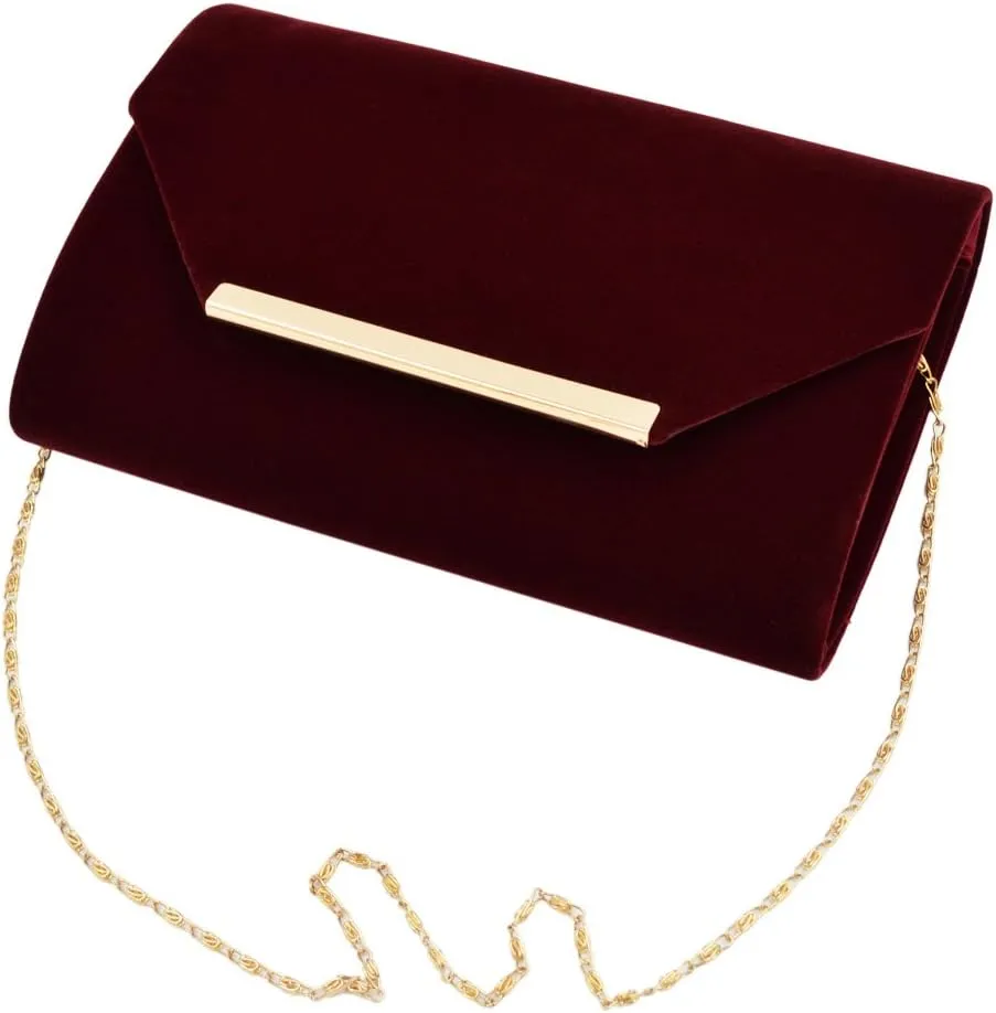 TrendsBlue Elegant Solid Color Velvet Clutch Evening Bag Handbag - Diff Colors