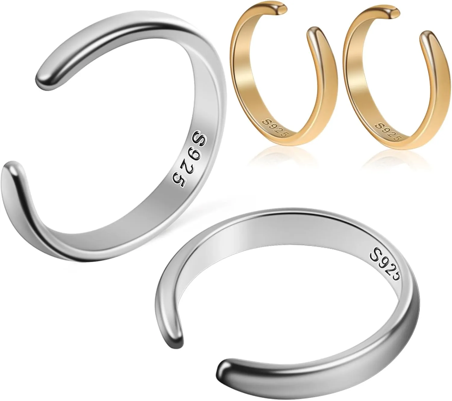 Trendy 2 Pairs Women's Ear Cuffs No Piercing Climber Earrings Stylish Ear Wraps Comfortable Lightweight Decorative Cuffs
