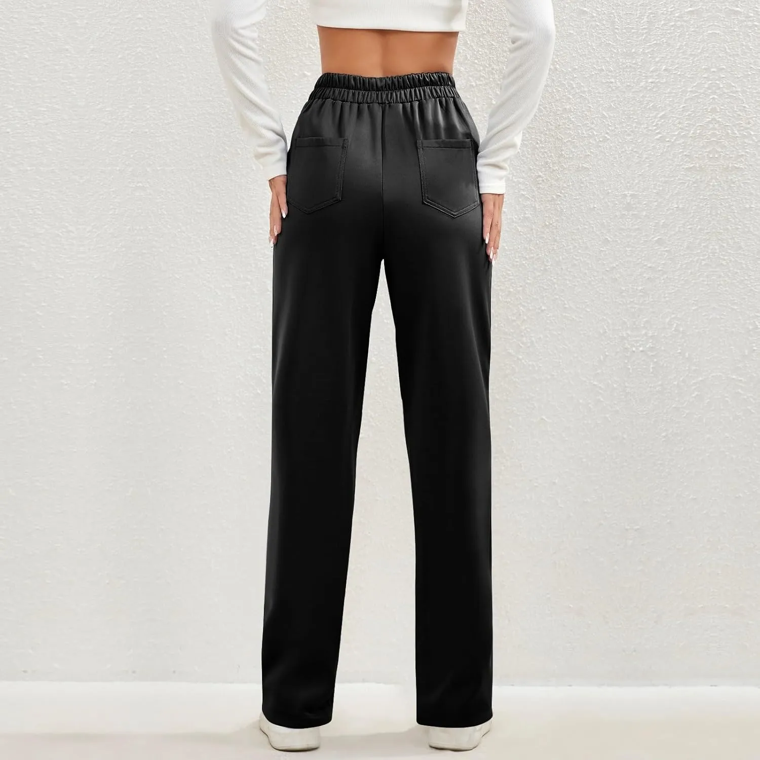 Trousers Pants for Women Women's Casual Straight Leg Pants High Waisted Button Down Stretchy Business Work Trousers