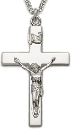 True Faith Jewelry Sterling Silver Crucifix Cross Pendant Necklace Religious Jewelry, 1 3/4 Inch