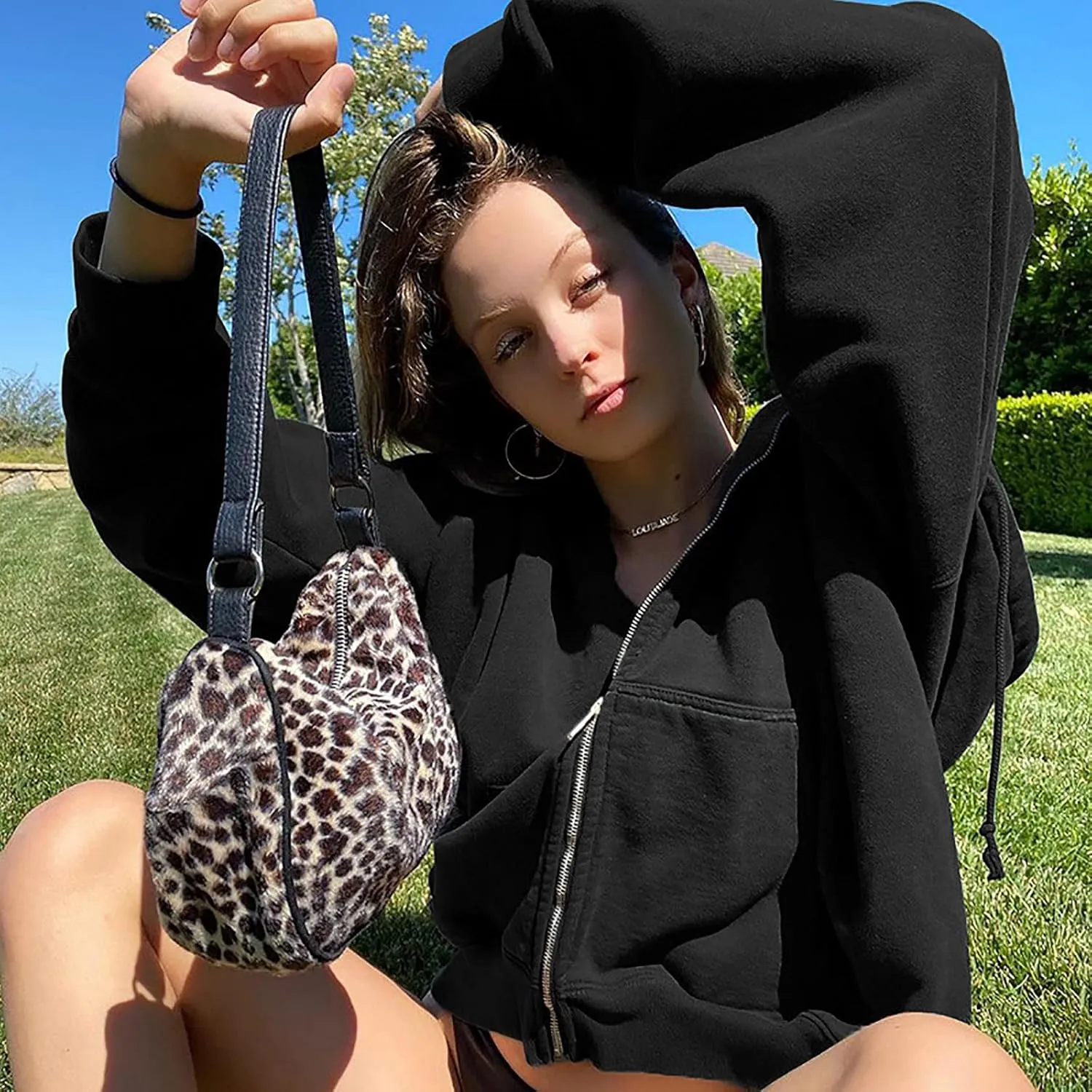 tuduoms Women Casual Zip Up Hoodie Teen Girl Fall Athletic Lightweight Jacket Oversized Sweatshirts Casual Drawstring Clothes