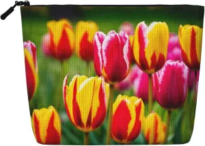 tulips Print Cosmetic Bags for Women Large Capacity Purse Travel Toiletry Zipper Storage Pouch