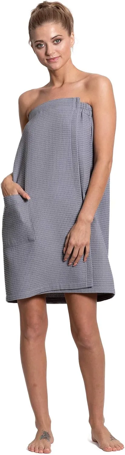 Turkuoise Linen Lightweight Spa/Bath Waffle Body Wrap with Adjustable Closure