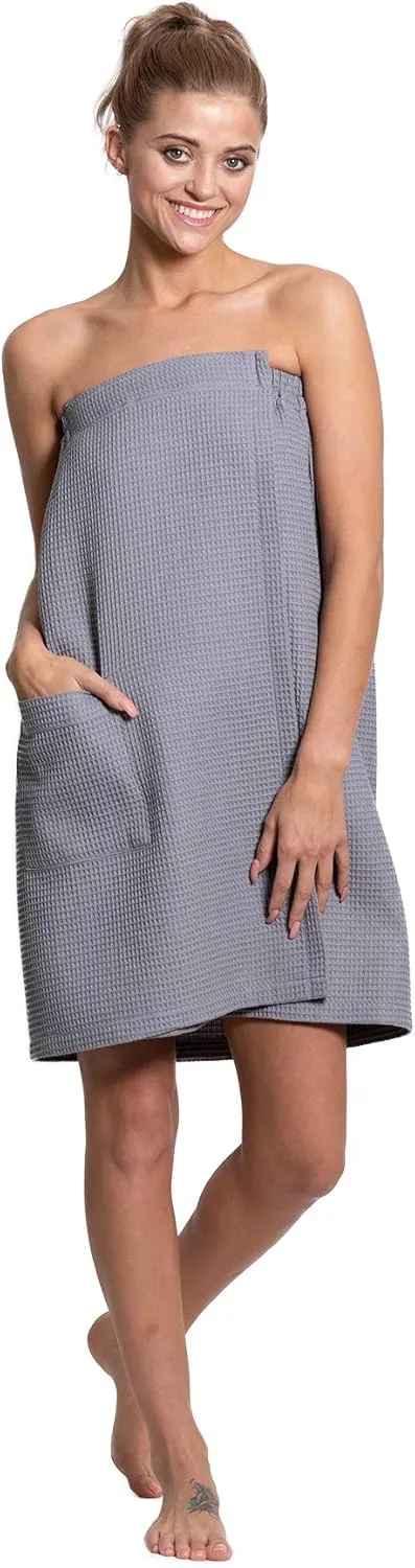 Turkuoise Linen Lightweight Spa/Bath Waffle Body Wrap with Adjustable Closure