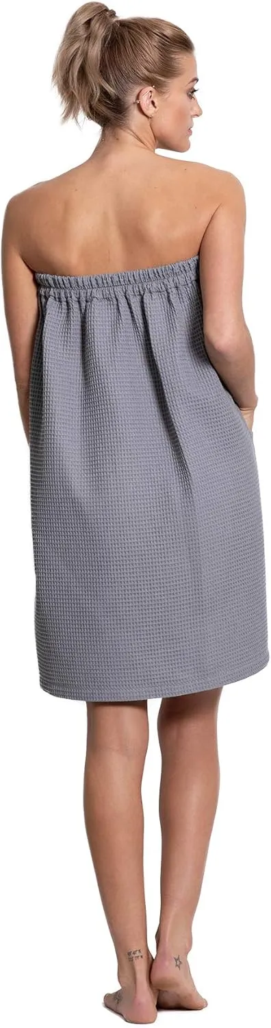 Turkuoise Linen Lightweight Spa/Bath Waffle Body Wrap with Adjustable Closure
