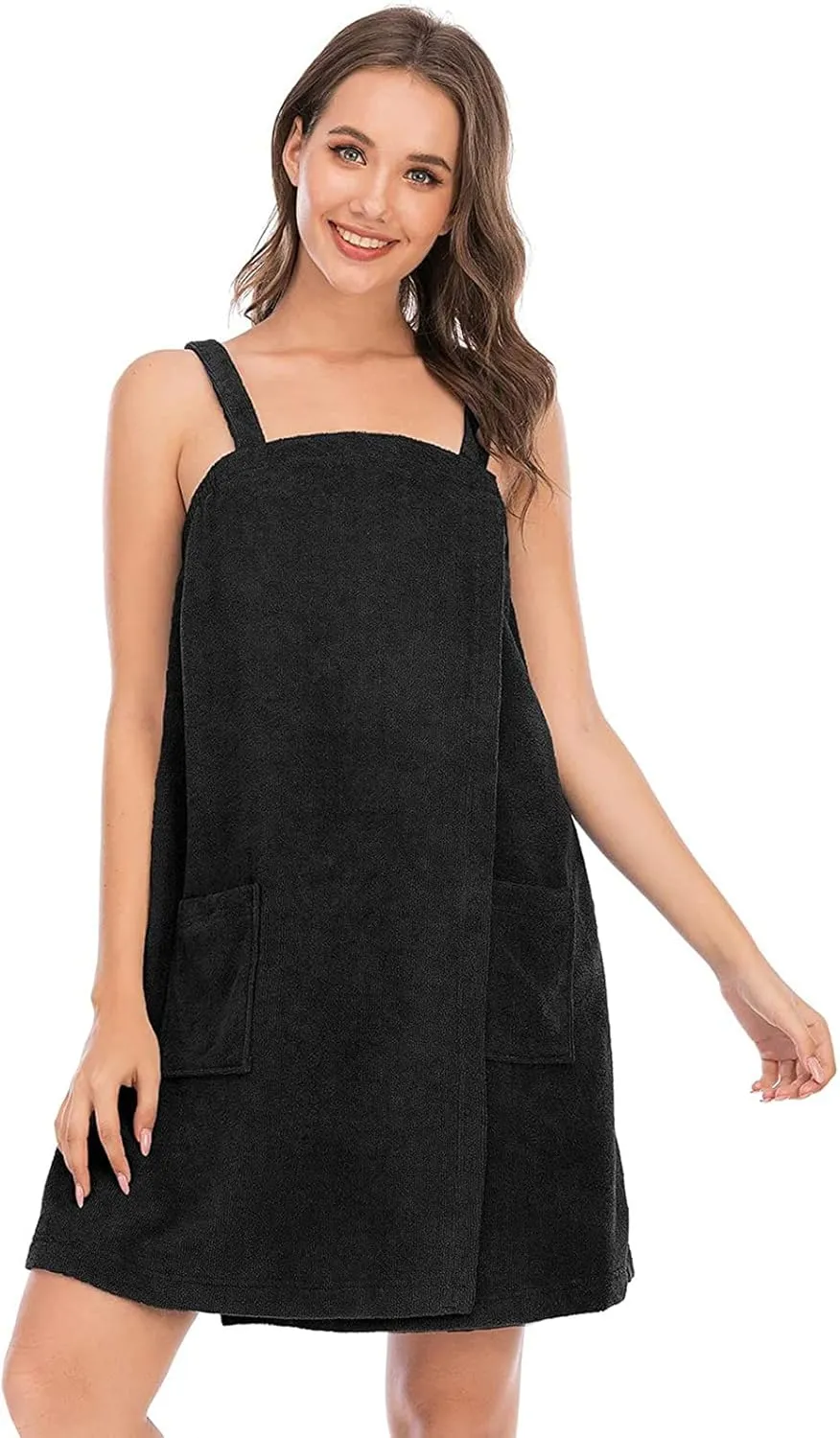 Vanrose Jan Womens Bath Wrap Towels with Straps Pocket Spa Towel Bathrobe & Hair Headband
