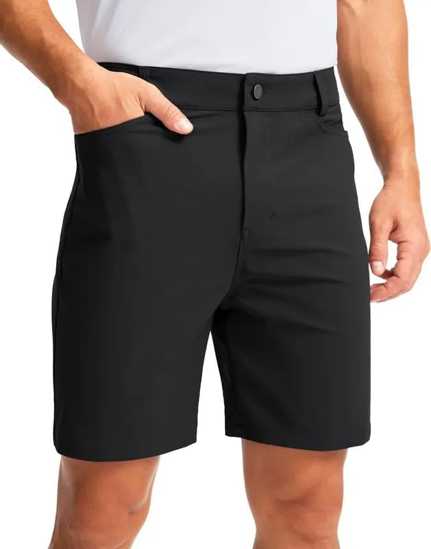 Viodia Men's Golf Shorts with Pockets 7 Inch Flat Front Slim Fit Chino Stretch Shorts for Men Summer Casual Dress