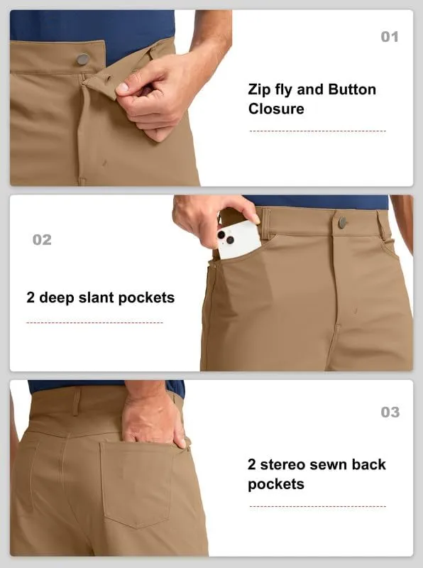 Viodia Men's Golf Shorts with Pockets 7 Inch Flat Front Slim Fit Chino Stretch Shorts for Men Summer Casual Dress